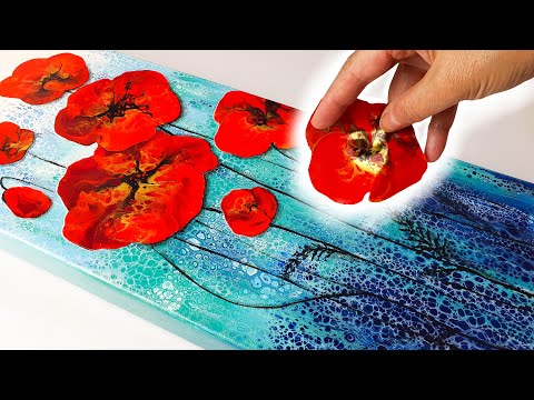 NEXT LEVEL Acrylic Pouring - ASTOUNDING Poppies with EASY Techniques | AB Creative Tutorial