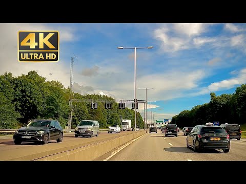 4k Dirigindo do aeroporto de Arlanda Estocolmo até o centro da cidade de Estocolmo