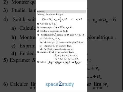 Exercice 1 - Les suites numériques - Série 1 - 2BAC - Exercices corrigés - 2306 @space2study