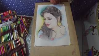 preview picture of video 'painting, pencil color, artist Hardeep Singh Hanumangarh, portrait,'