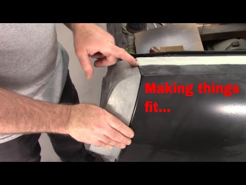 1968 Mustang quarter panel extensions. Making the panel fit the extension itself. Jade part 30.