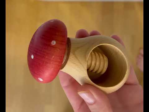 Uulki   Nussknacker “Pilz” aus Buchenholz, 10 cm Kastanienhalter, Nussknacker, Dekopilz