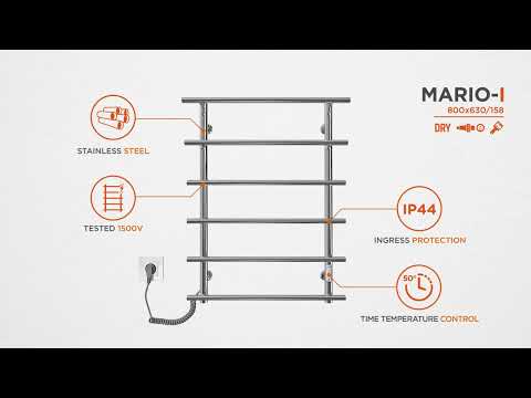 Электрический полотенцесушитель Mario Марио-I TR 2.3.6400.11.P (4820111356683, 800x630, хром/белый глянец/черный матовый, универсальный, с таймером)