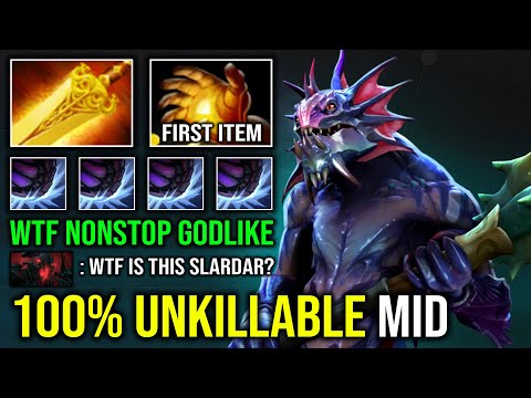 HOW TO SOLO MID SLARDAR 100% Unkillable Midas Radiance Super Godlike Hard Carry Dota 2
