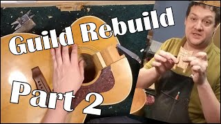 Video thumbnail for Guild JF30 Acoustic Guitar Rebuild, Part 2 of 3 Headblock, bracing and soundboard repair by Mazzocco Guitars