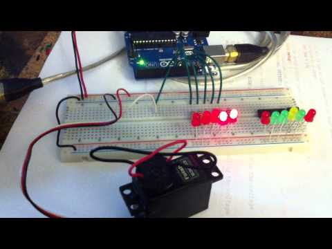 Arduino Uno running a servo with LED position indicators