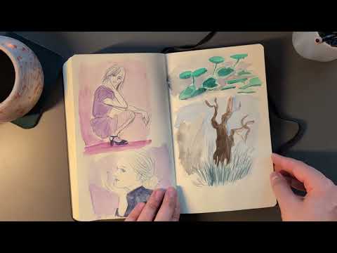 Quiet Sketchbook Tour | Chill music & silly drawings from this summer