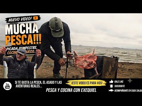 Vale la pena ir a pescar a la laguna Del Monte en Guamini. Conejo al asador para chuparse los dedos