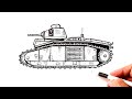 How to draw a WW1 Tank Char B1