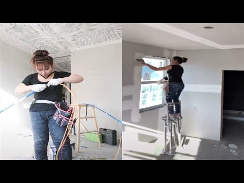 Young girl with great tiling skills - ultimate tiling skills | PART 44