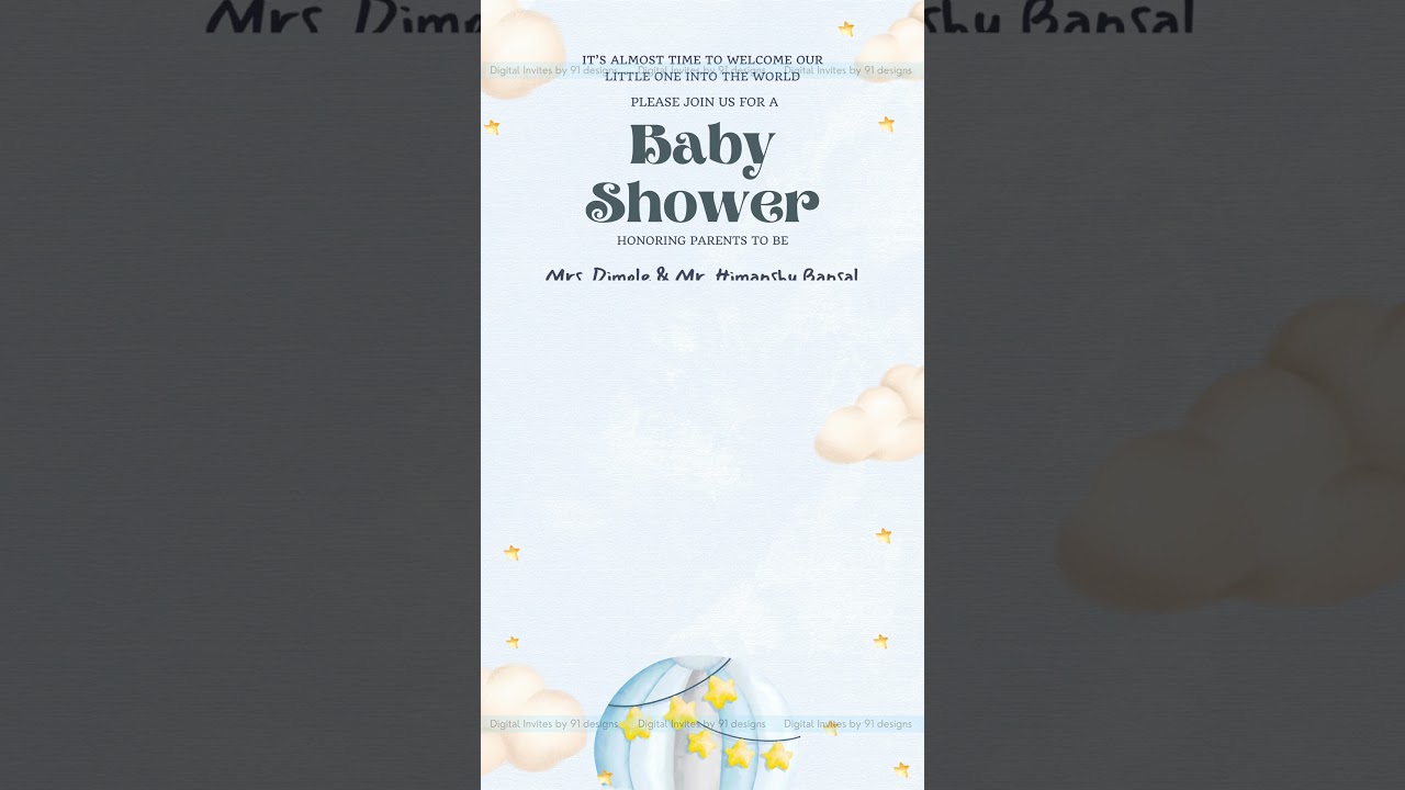 Golden Star Baby Shower Invitation
