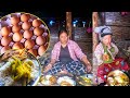 Jina & Jonson enjoying fry egg & rice || Egg meal in middle shelter@Sanjipjina