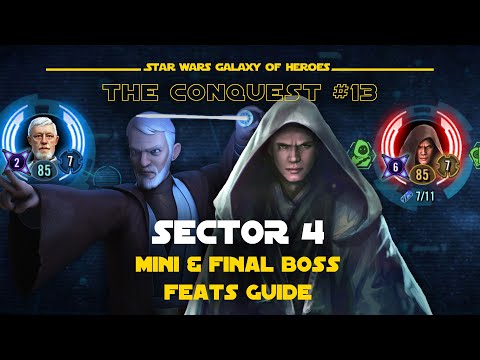 Hard Sector 4 Old Ben Mini & LV Final Boss Guide Starkiller Lord Vader | The Conquest #13 - 15 SWGOH