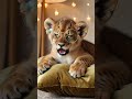 Lion Cub In Meme Glasses Yawns On Velvet Pillow Animalstories Animalfriends Animals Animalday