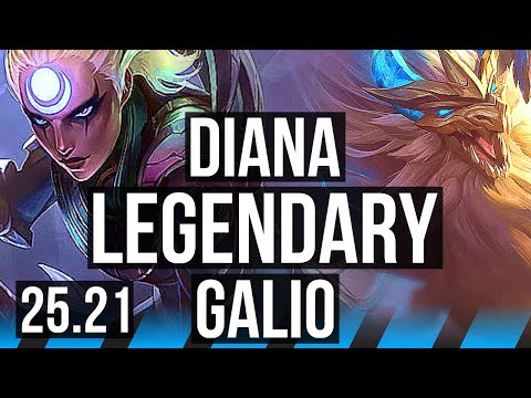 DIANA vs GALIO (MID) | 18/0/11, Legendary | EUW Master | 25.21