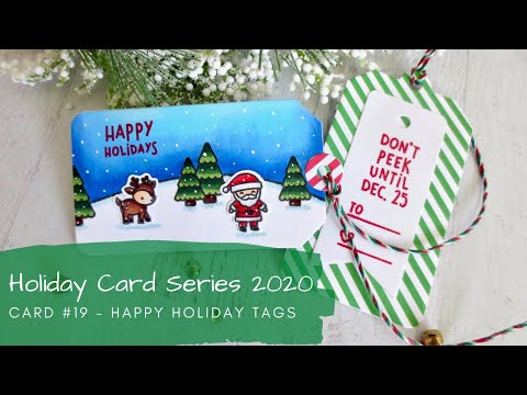 Holiday Card Series 2020 #19 | Copic Coloring Handmade Christmas Tags | Lawn Fawn