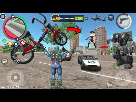 Rope Hero Vice Town - (Rope Hero Cycle Feat Master) Redcycle tossing on Car Robot - Gameplay HD