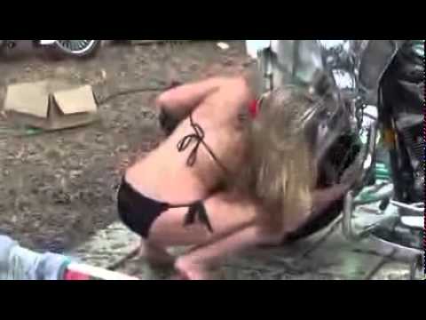 Funny sexy videos - Lady In Bikini Washing Harley Davidson Motorcycle