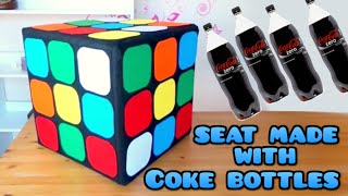 DIY Crafts: Rubik Cube seat with plastics Coke bottles, Coca Cola - handmade - Youtube - Isa ❤️