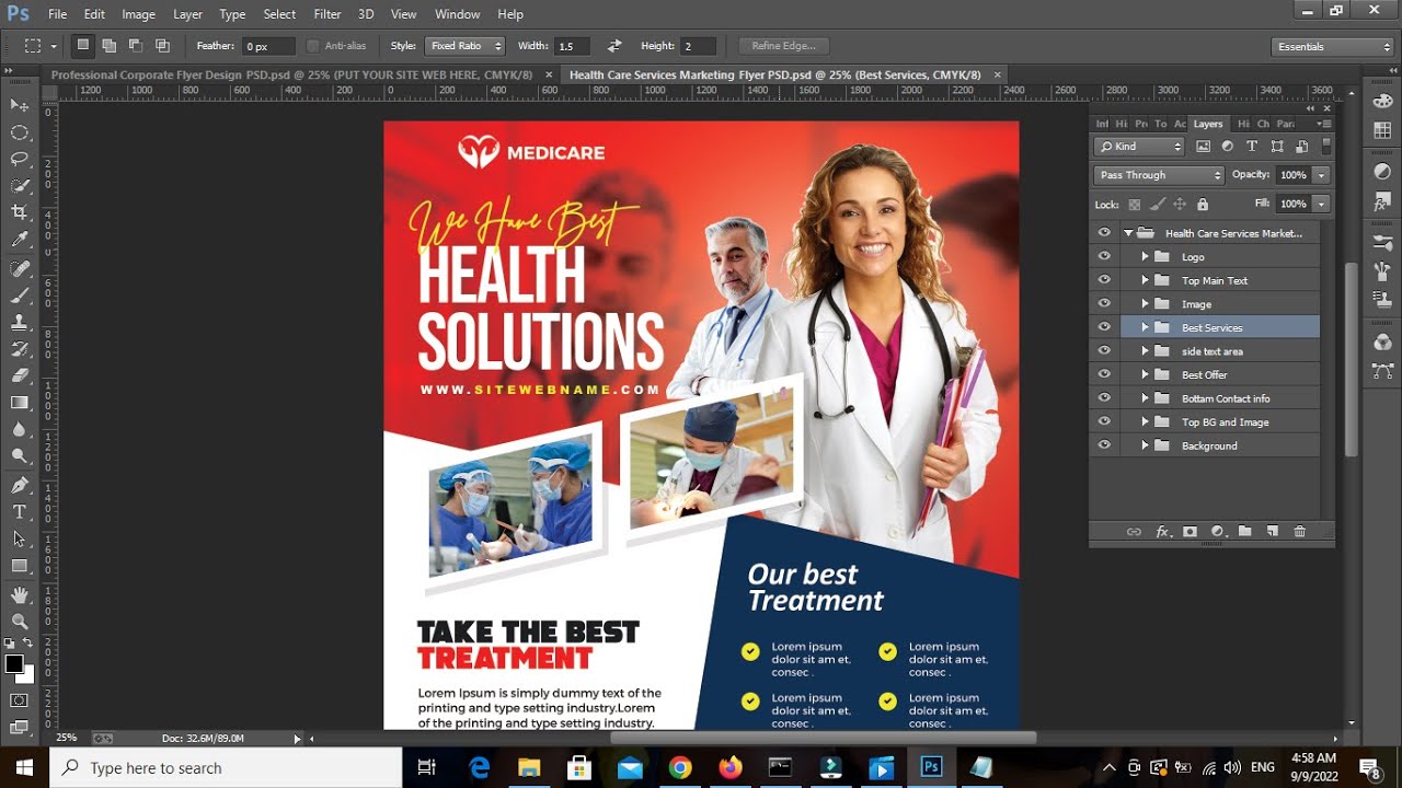 Business flyer 6:Health Care Services Marketing Flyer PSD||Free editable templates in Photoshop