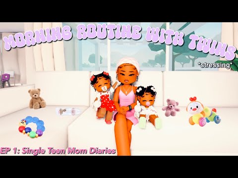 EP 1: Single Teen Mom Diaries- Morning Routine with twins *stressing*| Berry Avenue Roleplay