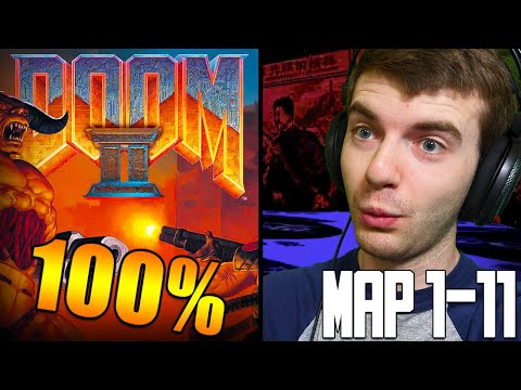 Doom 2: Hell on Earth 100% Kills, Items & Secrets Walkthrough Livestream Map 1-11