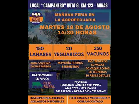 18/08/2026  - Local Campanero - Feria mensual - Leonardo Ruglio Bachino | Clic Rural
