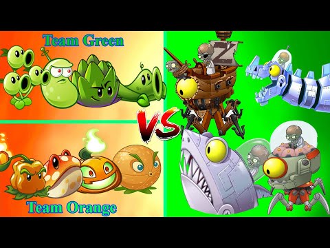 PvZ 2 Discovery - The Difference Team Orange Plant Vs Team Green Plant When Fight With All Zomboss