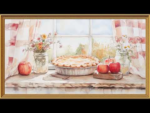 Apple Pie on the Windowsill | Vintage Gold Frame TV Art | 4K Screensaver for TV