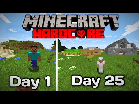 "Insane! Surviving 25 days in Minecraft Hardcore" #minecraft #Minecrafthardcore