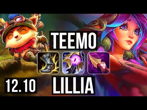 TEEMO vs LILLIA (TOP) | Rank 4 Teemo, 5/0/3, 1700+ games, 1.8M mastery | NA Challenger | 12.10