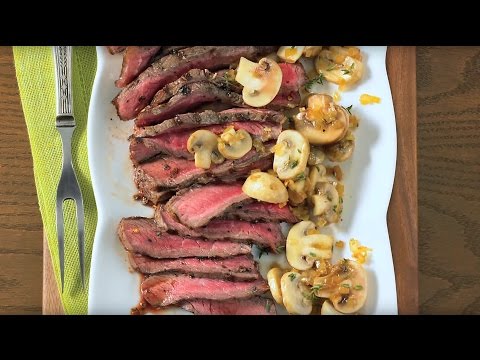 Strip Loin Steak with Sautéed Mushrooms Recipe