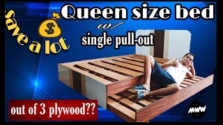 How to make a Trundle Bed | Queen Bed with pull-out underneath | Diy bed frame | plywood be