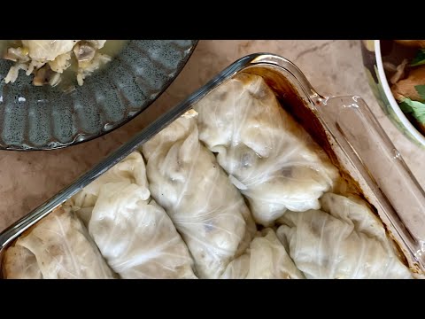 Veggie Gołombki (Onion & Mushroom Stuffed Cabbage)- The Lazy Girls Kitchen