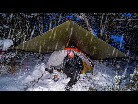 Winter Snowstorm Camping - Heavy Snow - Calm before the Storm
