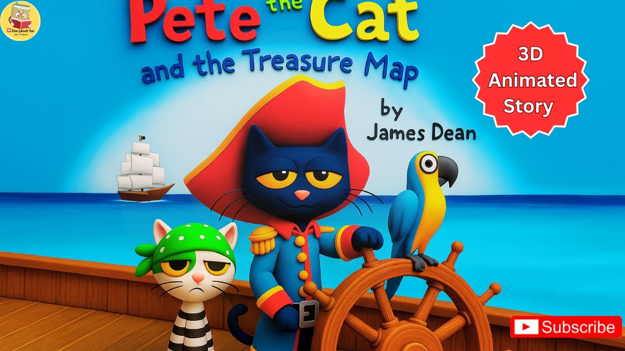 Pete the Cat and the Treasure Map in 3D | 3D Animted Story For kids |  3D StoryBook