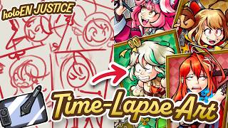 hololive English Justice - Time-Lapse Art