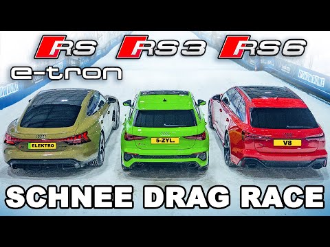 Welcher Allradantrieb ist besser? Audi RS 3 vs. RS 6 vs. RS e-tron GT | DRAG RACE