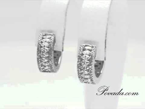 Diamond Huggie Earrings in White Gold [E2567A]