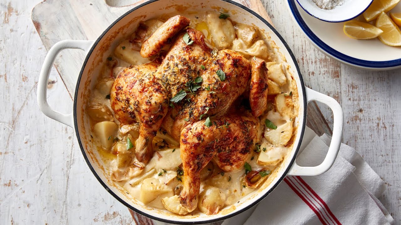 Creamy One Pot Roast Chicken Recipe | myfoodbook | One pot chicken and
