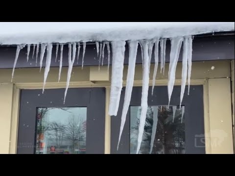 02-02-2021 Morristown, NJ - Ice Hangs off Buildings - Snow Depth - Light Snow Continues