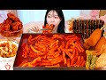 ASMR MUKBANG Spicy Tteokbokki Fried Chicken Kimbap Cup Rice Cheese Hot Dog Eating Recipe