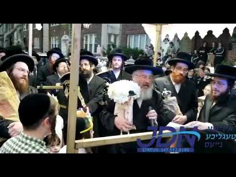 Corona survivor Ropshitz Rebbe Benches Gomel at hachnosas sefer Torah