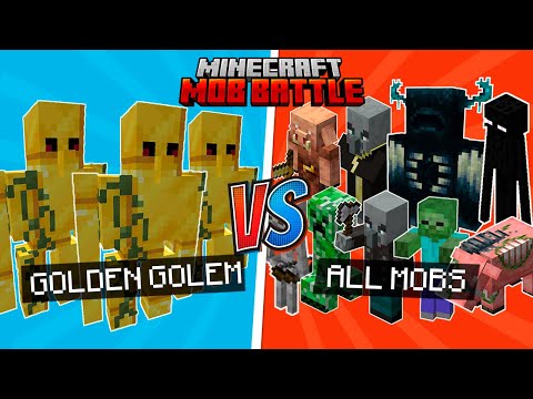 GOLDEN GOLEM vs ALL MOBS in Minecraft Mob Battle