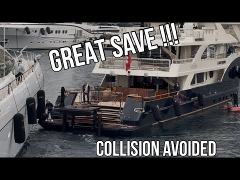 Great save by the Captain and crew of LADY JADE Superyacht while docking
