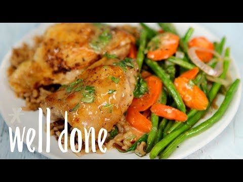 How To Make Crispy Chicken Thighs With White Wine-Butter Sauce And Vegetables | Recipe | Well Done