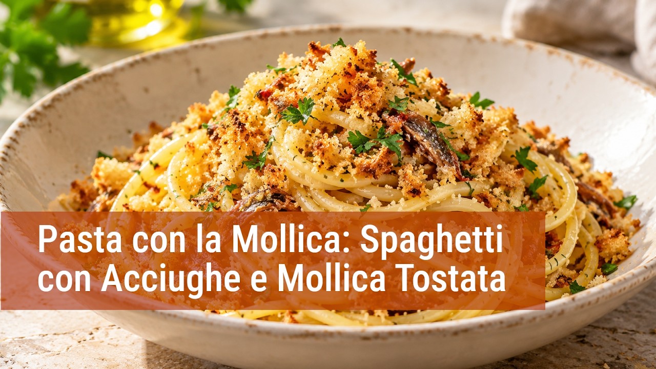 Anteprima video di Pasta con la Mollica: Spaghetti con Acciughe e Mollica Tostata