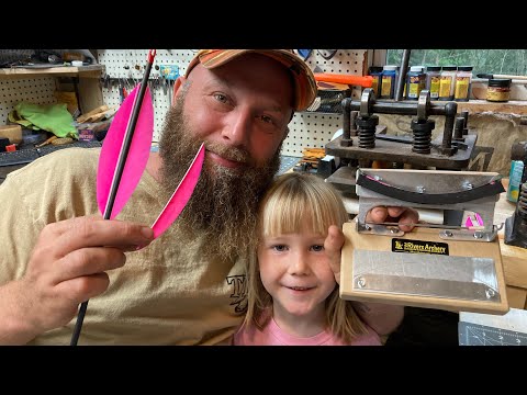 Hand Cut Feather Fletching  Using A 3 Rivers Archery Little Chopper