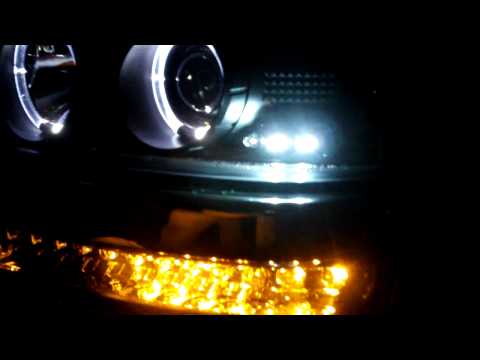 04 GMC Sierra w/ Dash Z Racing LED Bumper Lights and Spyder Halo Projector LED Headlights
