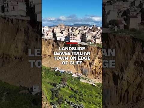 Landslide leaves Italian town on edge of cliff